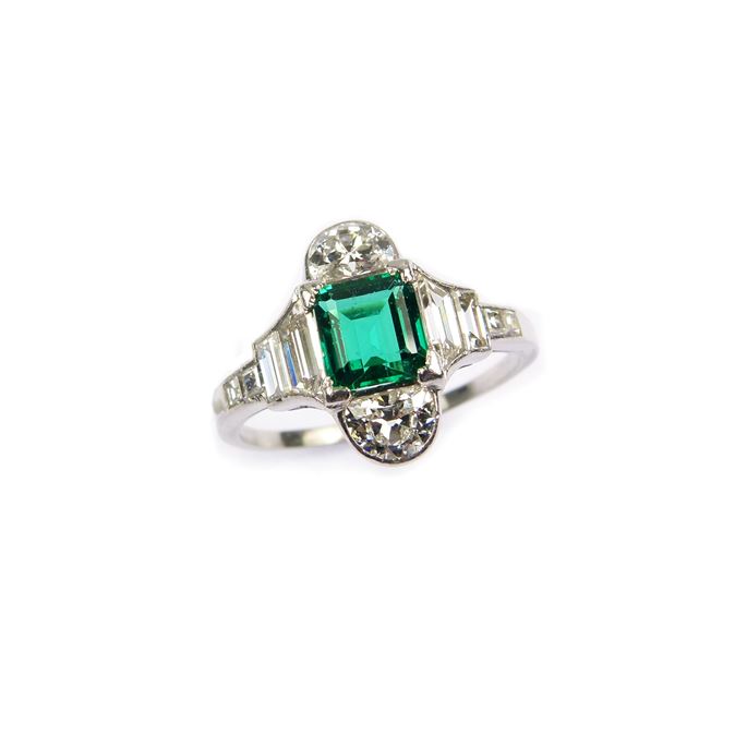 Emerald and diamond geometric cluster ring | MasterArt